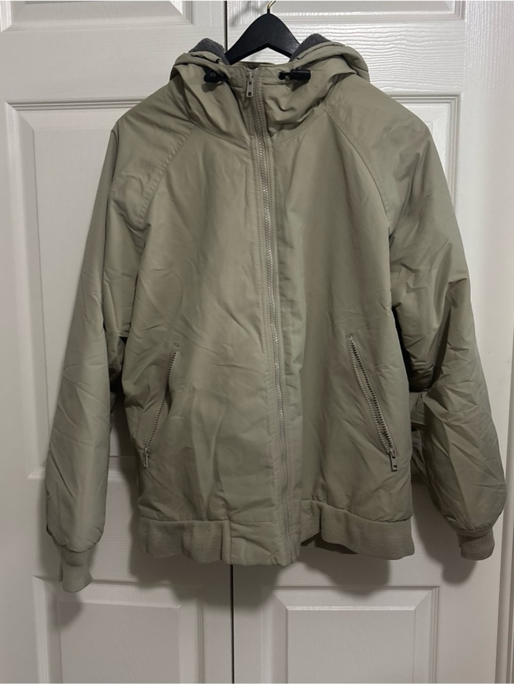 Lands' End Olive Hooded Windbreaker Jacket